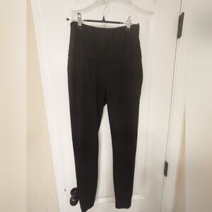 ZELOS Black High-Waisted Leggings with Hidden Waistband Zipper Pocket